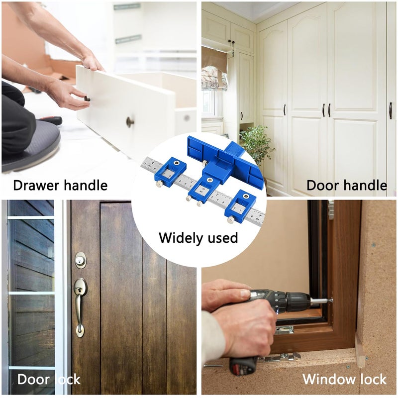 TOURACE Woodworking Ruler, Cabinet Hardware Jig Mounting Template Drill Guide Sleeve Drawer Pull Jigs handle jig Power Tools Drilling Punch Locator Wood Drilling Dowelling Woodworking Kit for Cabinets Knobs - Image 5